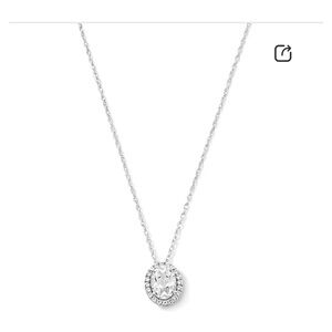 Oval White Lab-Created Sapphire Frame Pendant Necklace  people’s jewellers